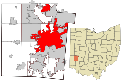 Montgomery County Ohio incorporated and unincorporated areas Dayton highlighted